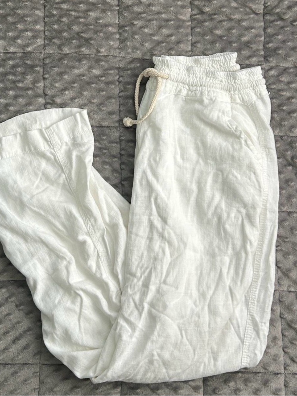 Lightweight White Drawstring Linen Pants